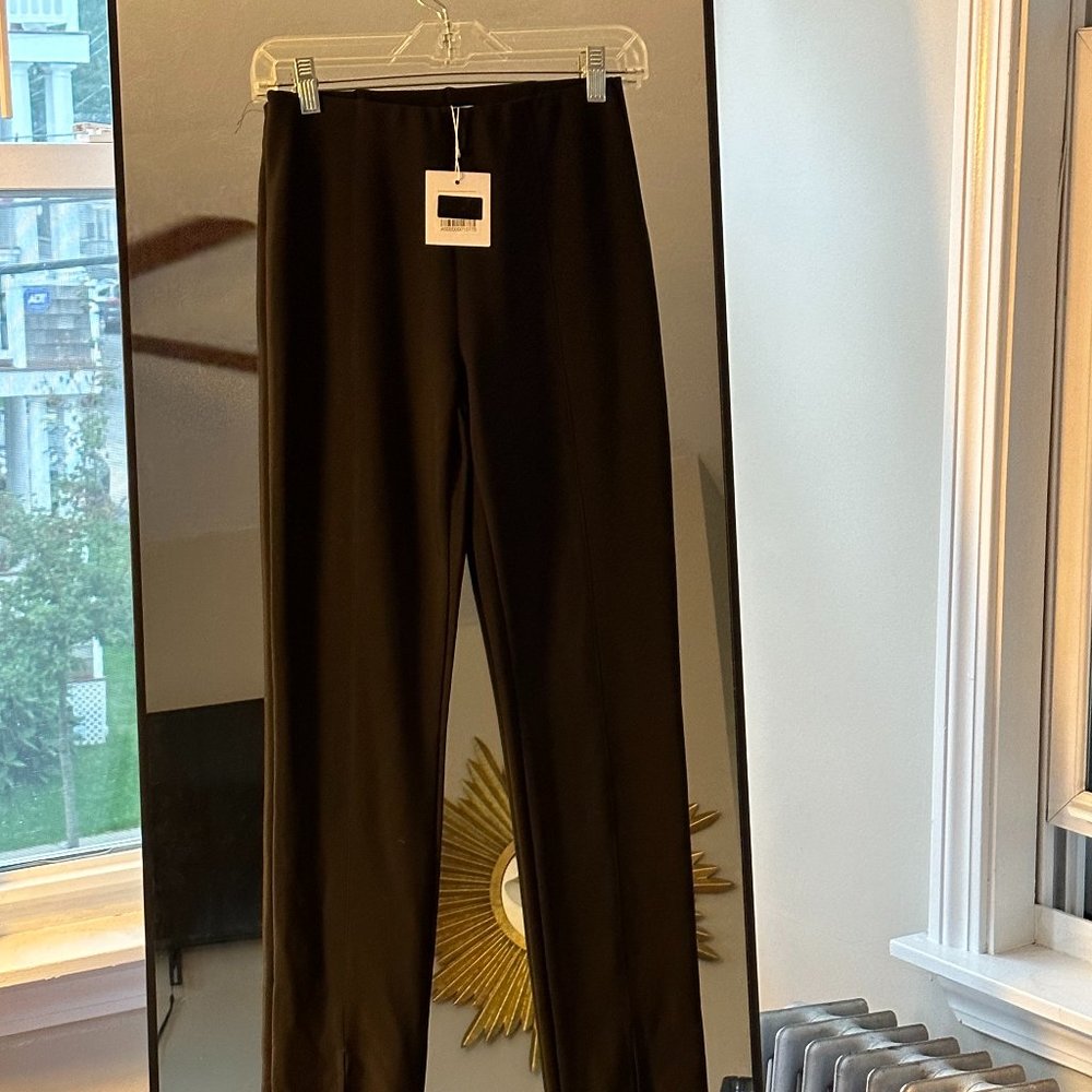 ADIKA BLACK STRETCH SPLIT HEM PANTS NWT